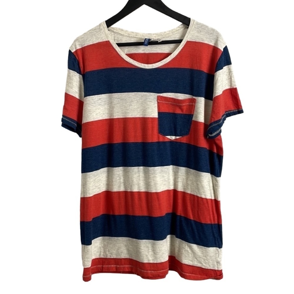 H & M Divided Men’s Large Bold Striped Short Sleeve Shirt
